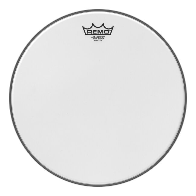Remo - BA-0814-WS- - Batter, Ambassador, White Suede, 14" Diameter