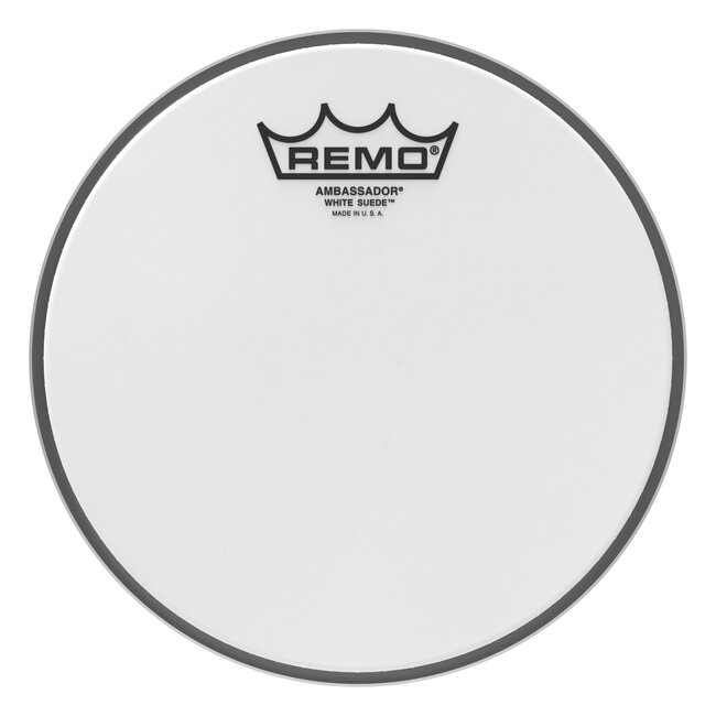Remo - BA-0808-WS- - Batter, Ambassador, White Suede, 8" Diameter