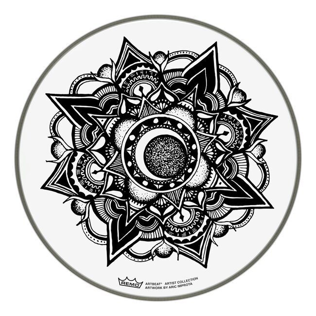 Remo - PE-0014-AB-005 - Batter, Artbeat Artist Collection, 14'' Diameter, Skyndeep, Emperor Clear, 'Nocturnal Bloom', Artwork By Aric Improta