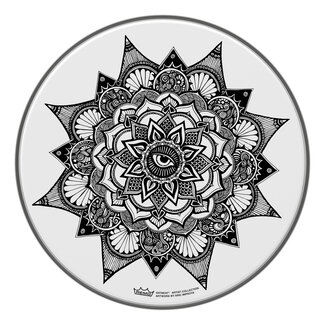 Remo Remo - CS-0814-20-AB007 - **Special Order**, Batter, Artbeat Artist Collection, 14" Diameter, Skyndeep, Suede, Clear Dot On Bottom, Dilate, Artwork By Aric Improta