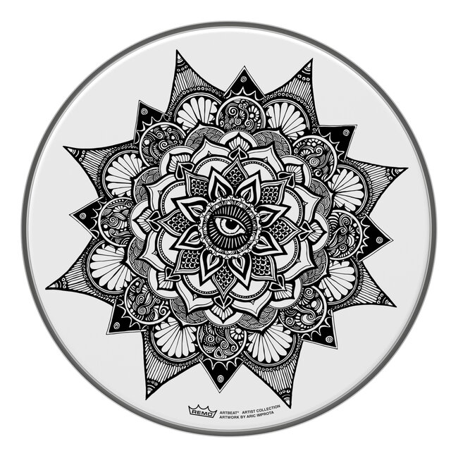Remo - CS-0814-20-AB007 - **Special Order**, Batter, Artbeat Artist Collection, 14" Diameter, Skyndeep, Suede, Clear Dot On Bottom, Dilate, Artwork By Aric Improta