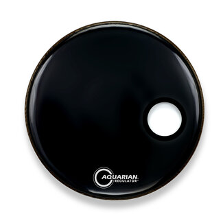 Aquarian Drumheads Aquarian - RSM16BKT - 16" Regulator Off-Set Hole Gloss Black with Tom Hoop