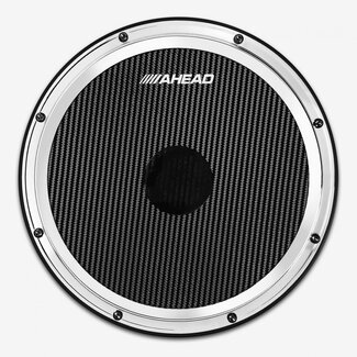 Ahead Ahead - AHSHPCH - 14" Black/Chrome S-Hoop Marching Pad with Snare Sound (Black Carbon Fiber)