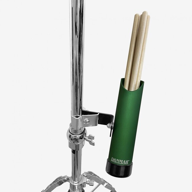 Danmar - 1027GRA - Stick Holder - Clamps to any stand, holds 4 pairs - Green - Pro Drum Logo