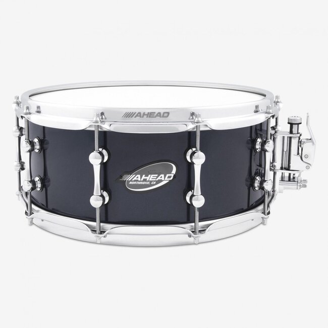 Ahead - ASSB614 - 6"x14" Snare Drum Steam Bent 1-Ply Maple (Gun Metal Lacquer Finish) w/Black Trick Throw-Off