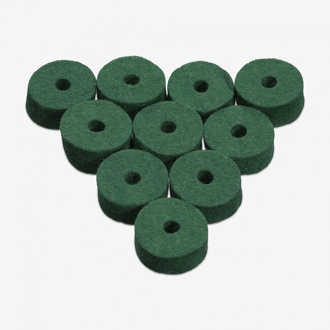 Ahead - AWFGRN - Green Wool Cymbal Felts, 10 pack 1.5" x .5"