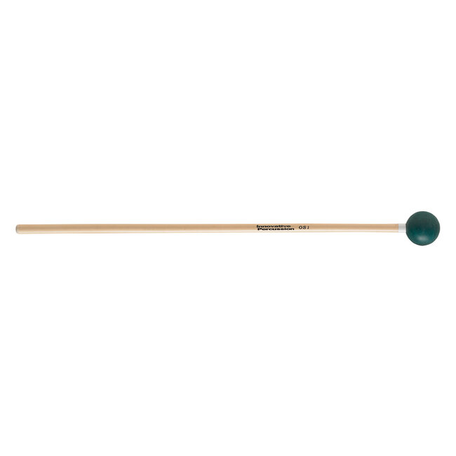 Innovative Percussion - OS1 - Medium Soft Xylophone Mallets - 1-1/8" Dark Green / White Tape - Rattan