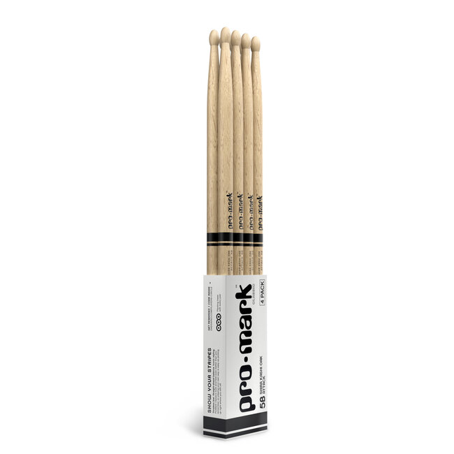 ProMark - PW5BW-4P - Classic Attack 5B Shira Kashi Oak Drumstick, Oval Wood Tip, 4-Pack