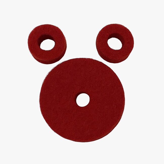 Ahead - AWFRHH - Red Wool Cymbal Felts Hi-Hat Pack (1x SEAT, 2x CLUTCH FELTS)