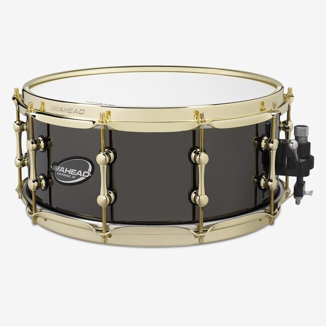 Ahead - AS614BBBB - 6"x14" Snare Drum Black Chrome on 3mm CAST Bell Brass, BRASS Hardware w/Black Trick Throw-Off