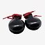 Danmar - 925 - - Castanets, Black Bakelite, Two Pairs With Red Cords