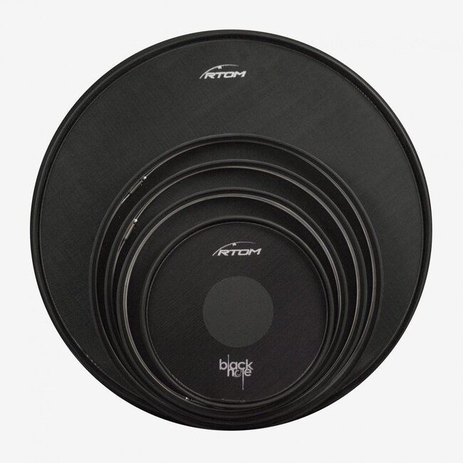 RTOM - BLKHOLPACK2 - 10",12",14",16",22" Combo Pack, Black Hole Practice Pad Set, Snap-on, Tuneable Mesh Head