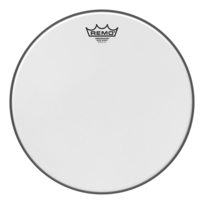 Remo - BA-0814-WS- - Batter, Ambassador, White Suede, 14" Diameter