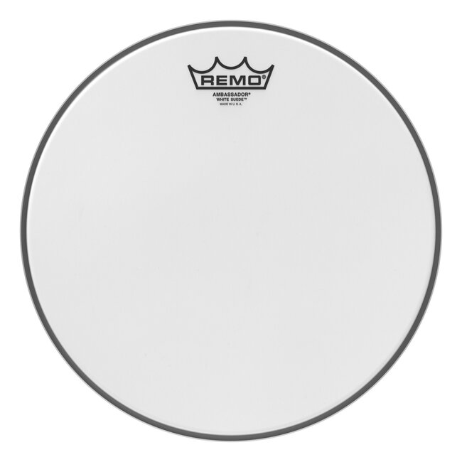 Remo - BA-0812-WS- - Batter, Ambassador, White Suede, 12" Diameter