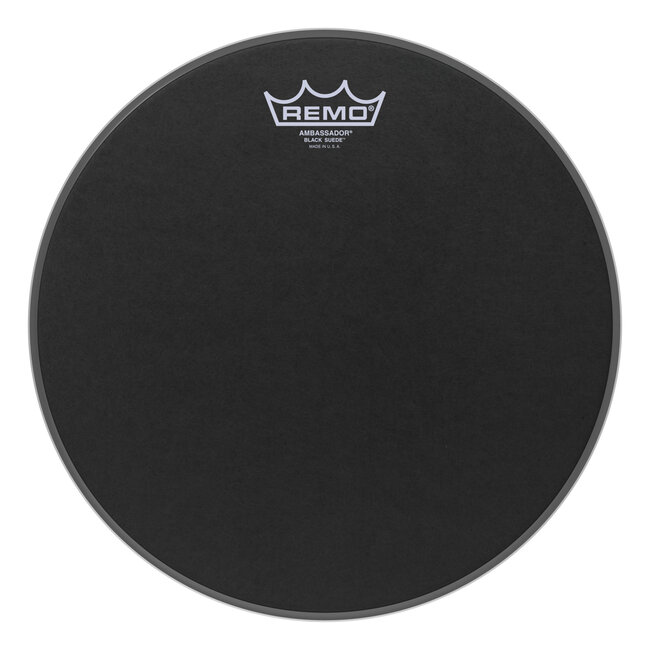 Remo - BA-0812-ES- - Batter, Ambassador, Black Suede, 12" Diameter