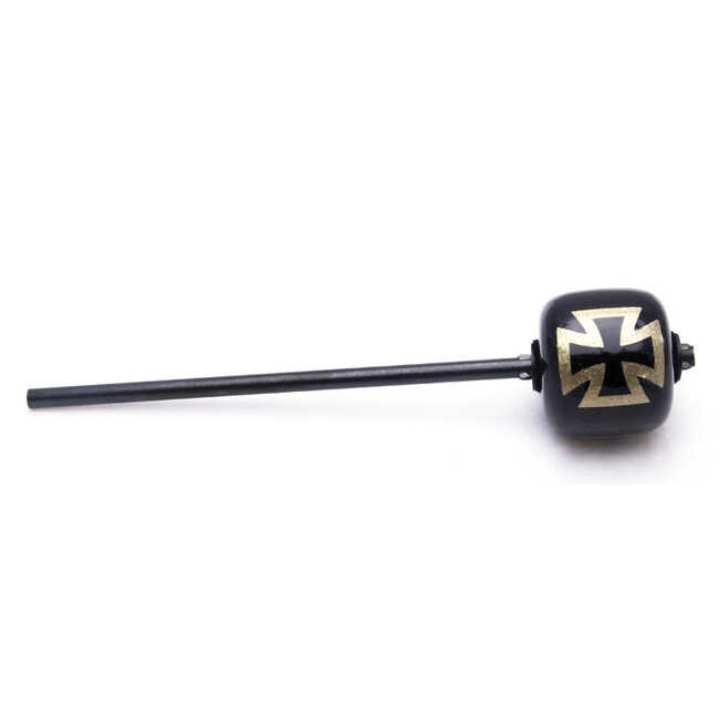 Danmar - 778SIC - R/T 69 Bass Drum Beater - Black Wood Ball, Black Shaft - Silver Iron Cross