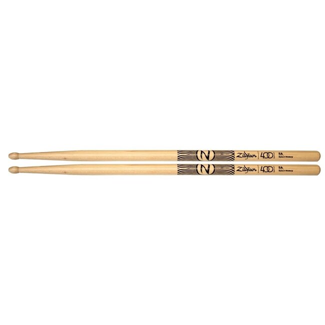Zildjian 400th Anniversary Drumsticks - Z5A-400 - Clear Lacquer Wood Tip 5A with 60s Rock Design