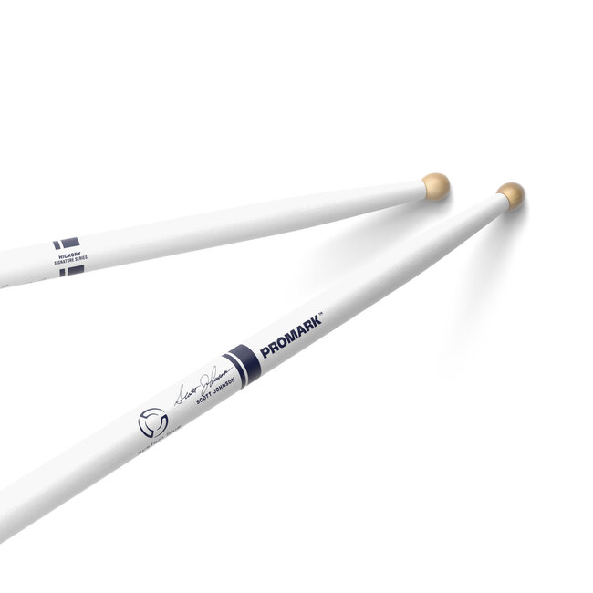 ProMark - TXDC17W-WHITE - Scott Johnson Painted White Hickory Drumstick, Wood Tip