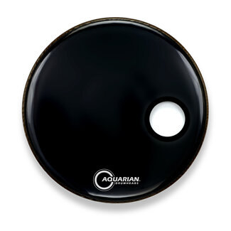 Aquarian Drumheads Aquarian - SMPTCC22BK - 22" Small Off-Set Port Resonant Bass Drum Black