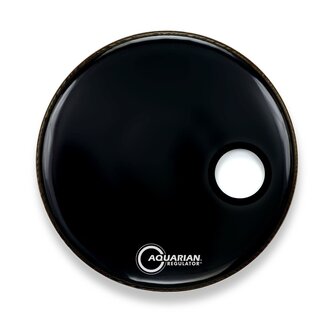 Aquarian Drumheads Aquarian - RSM18BKT - 18" Regulator Off-Set Hole Gloss Black with Tom Hoop