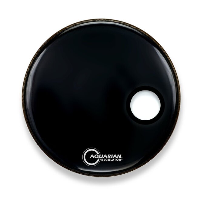 Aquarian - RSM18BKT - 18" Regulator Off-Set Hole Gloss Black with Tom Hoop