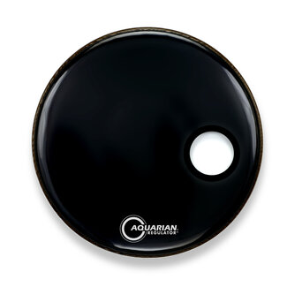 Aquarian Drumheads Aquarian - RSM16BKT - 16" Regulator Off-Set Hole Gloss Black with Tom Hoop