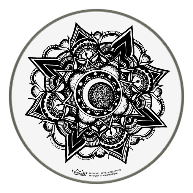 Remo - PE-0014-AB-005 - Batter, Artbeat Artist Collection, 14'' Diameter, Skyndeep, Emperor Clear, 'Nocturnal Bloom', Artwork By Aric Improta