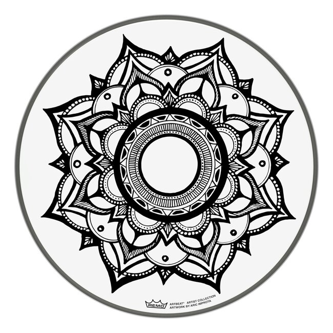 Remo - PE-0012-AB-004 - Batter, Artbeat Artist Collection, 12'' Diameter, Skyndeep, Emperor Clear, 'Sleep Lotus', Artwork By Aric Improta
