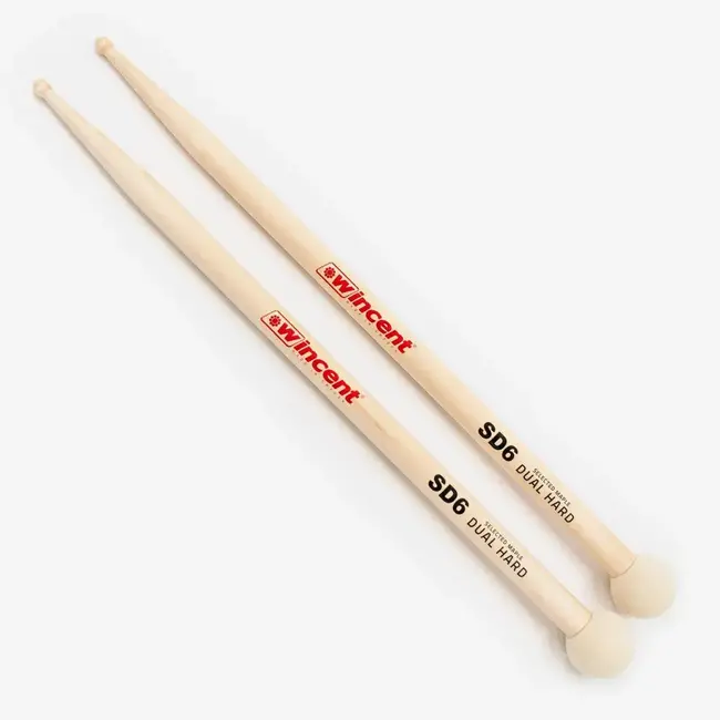 Wincent - WSD6 - DualHard Double Sided Cymbal Mallet Pair - 32mm Hard Felt Ball with SD2 Maple Tips