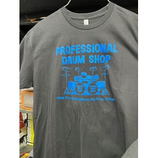 Professional Drum Shop Pro Drum "We're Number One" T-Shirt - (Black w/ Blue Lettering) - Small