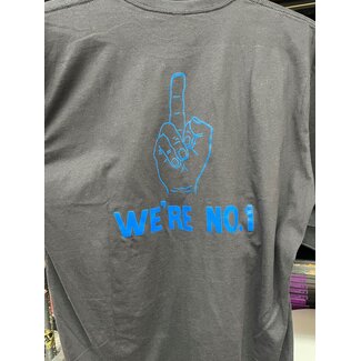 Professional Drum Shop Pro Drum "We're Number One" T-Shirt - (Black w/ Blue Lettering) - Small