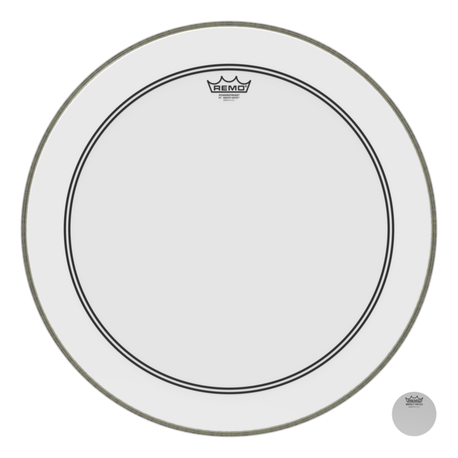 Remo - P3-1223-C1- - Bass Drum, Powerstroke 3, Smooth White, 23" Diameter, Dynamo, No Stripe