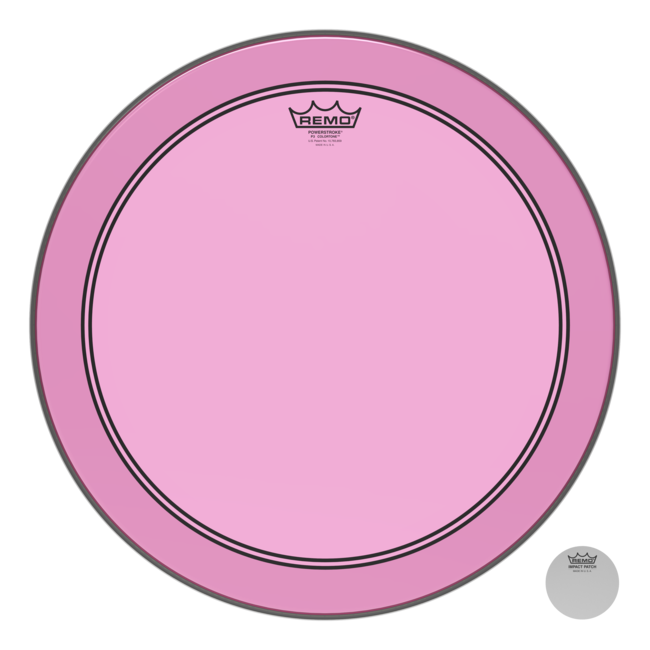 Remo - P3-1318-CT-PKOH - Bass Drum, Powerstroke 3, Colortone, 18" Diameter, Pink, 5" Offset Hole