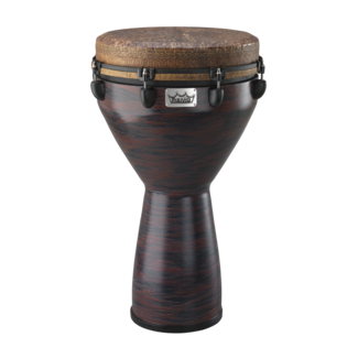 Remo Remo - DJ-0114-22-SN014 - Djembe, Mondo, Infinity, Key-Tuned, 14" X 25", Skyndeep Natural, Goat Stripe Brown, Contour Tuning Brackets, Eco-Grain Multicolor Finish