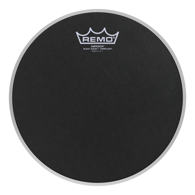 Remo - ES-0812-MP- - Batter, Crimplock, Emperor, Black Suede, 12" Diameter