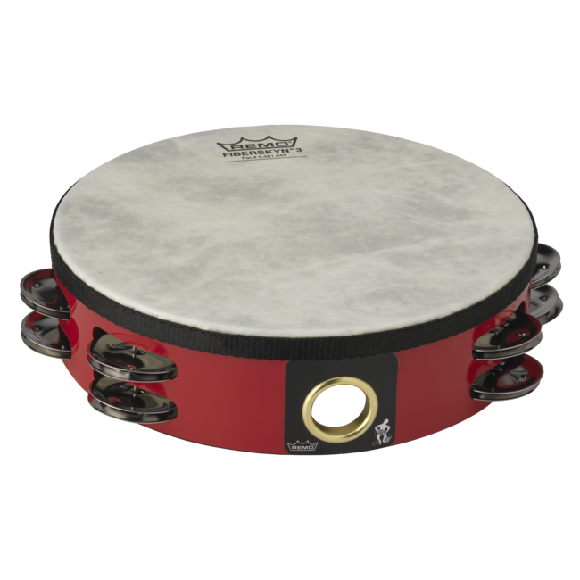 Remo - TA-3010-81-SD050 - Tambourine, Gospel Church, 10" X 2", Skyndeep Graphic, Crosswind, Blue, Pre-Tuned, Double Row Jingles, Handgrip, Antique Brown Finish