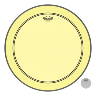 Remo Remo - P3-1320-CT-YEOH - Bass Drum, Powerstroke 3, Colortone, 20" Diameter, Yellow, 5" Offset Hole