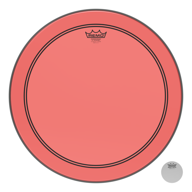 Remo - P3-1318-CT-RDOH - Bass Drum, Powerstroke 3, Colortone, 18" Diameter, Red, 5" Offset Hole