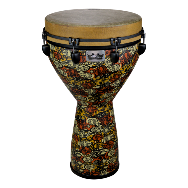 Remo - DJ-0016-BE- - Djembe, Mondo, Key-Tuned, 16" X 27", Skyndeep Fiberskyn, Black, Contour Tuning Brackets, Black Earth Finish