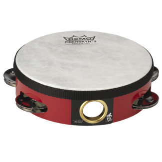 Remo Remo - TA-5108-52- - Tambourine, Fiberskyn, Pre-Tuned, 8" Diameter, 8 Pairs Jingles X 1 Row, Red