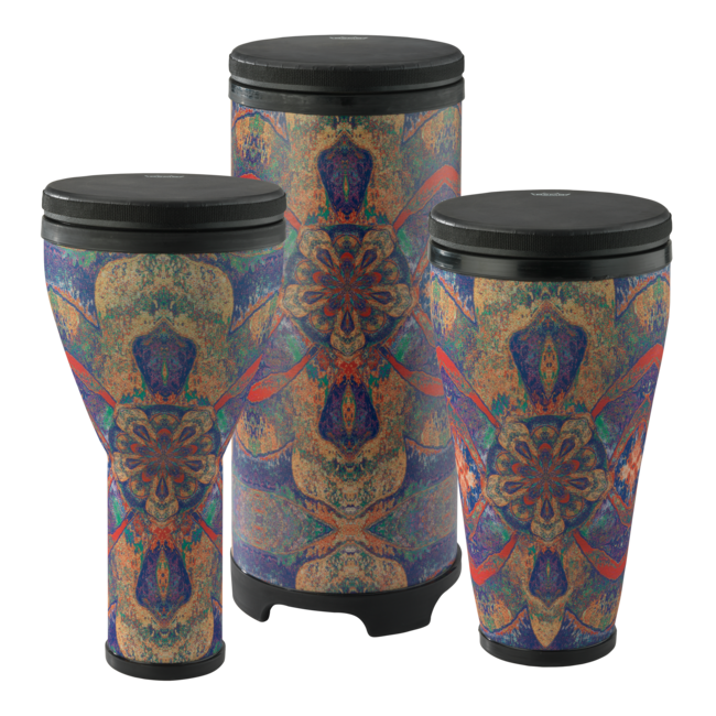 Remo - DP-2510-AA-63 - Festival Drum Combo Pack, Djembe 10", Timbau 10", Tubano 10", Black Suede Fliptop Replaceable, Royal Blue