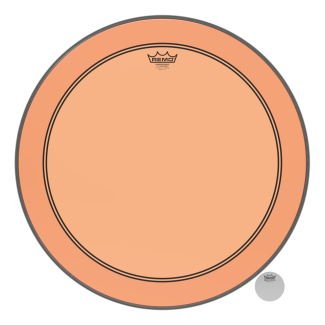 Remo - P3-1324-CT-OGOH - Bass Drum, Powerstroke 3, Colortone, 24" Diameter, Orange, 5" Offset Hole