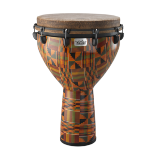 Remo Remo - DJ-0018-LM- - Djembe, Mondo, Key-Tuned, 18" X 28", Skyndeep Fiberskyn, Contour Tuning Brackets, Multi-Mask Finish