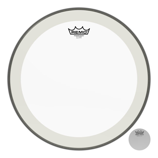 Remo - P4-1328-C2- - **Special Order**, Bass Drum, Powerstroke 4, Clear, 28" Diameter, With Impact Patch