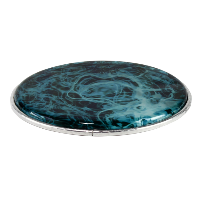 Remo - DA-4387-SD-SC016 - **Special Order**, Doumbek Drumhead, Dx Series, Skyndeep, Clear Tone, 8.75" Diameter, 3/8" Collar, Crimped Hoop, 'Yellow Mist' Graphic