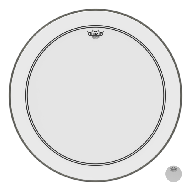 Remo - P3-1226-C1- - Bass Drum, Powerstroke 3, Smooth White, 26" Diameter, Dynamo, No Stripe