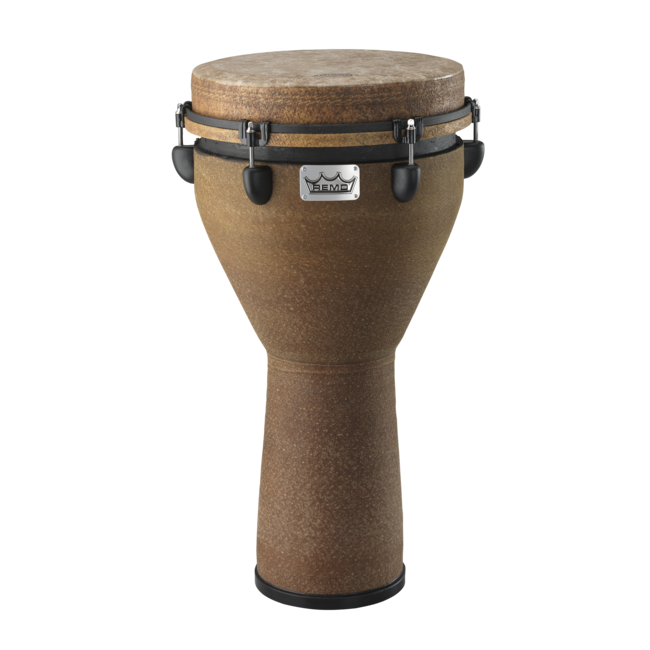 Remo - DJ-0012-PM- - Djembe, Mondo, Key-Tuned, 12" X 24", Skyndeep Fiberskyn, Contour Tuning Brackets, Kintekloth Finish
