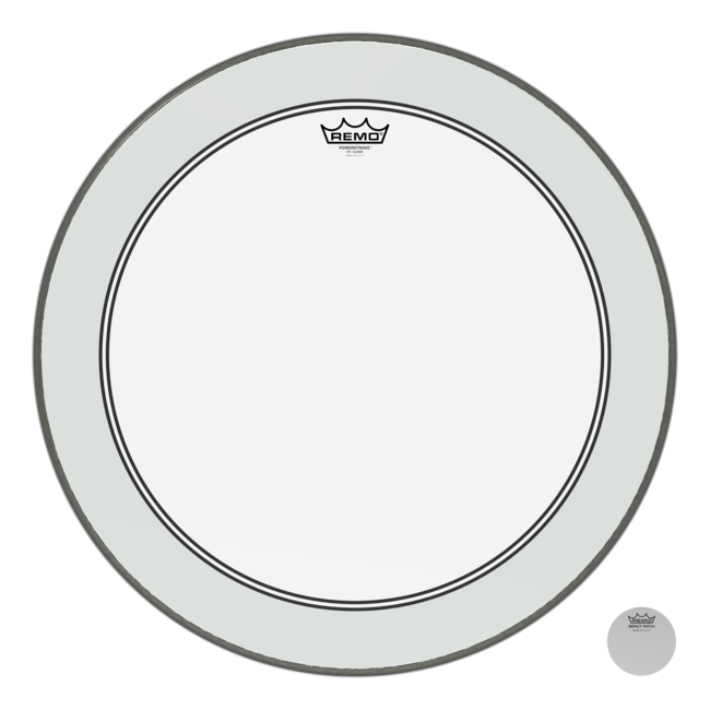 Remo - P3-1323-10- - Bass Drum, Powerstroke 3, Clear, 23" Diameter, No Stripe, Top Black Dot