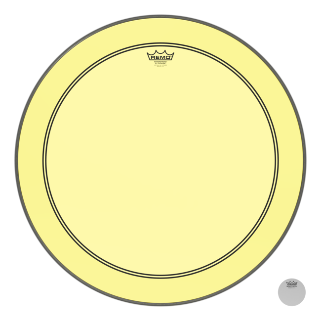 Remo - P3-1326-CT-YEOH - Bass Drum, Powerstroke 3, Colortone, 26" Diameter, Yellow, 5" Offset Hole