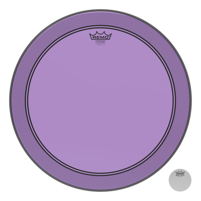 Remo - P3-1318-CT-PUOH - Bass Drum, Powerstroke 3, Colortone, 18" Diameter, Purple, 5" Offset Hole